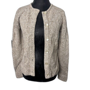 Vintage Liz Claiborne women's M cream chunky cardigan 100% cotton Cottagecore